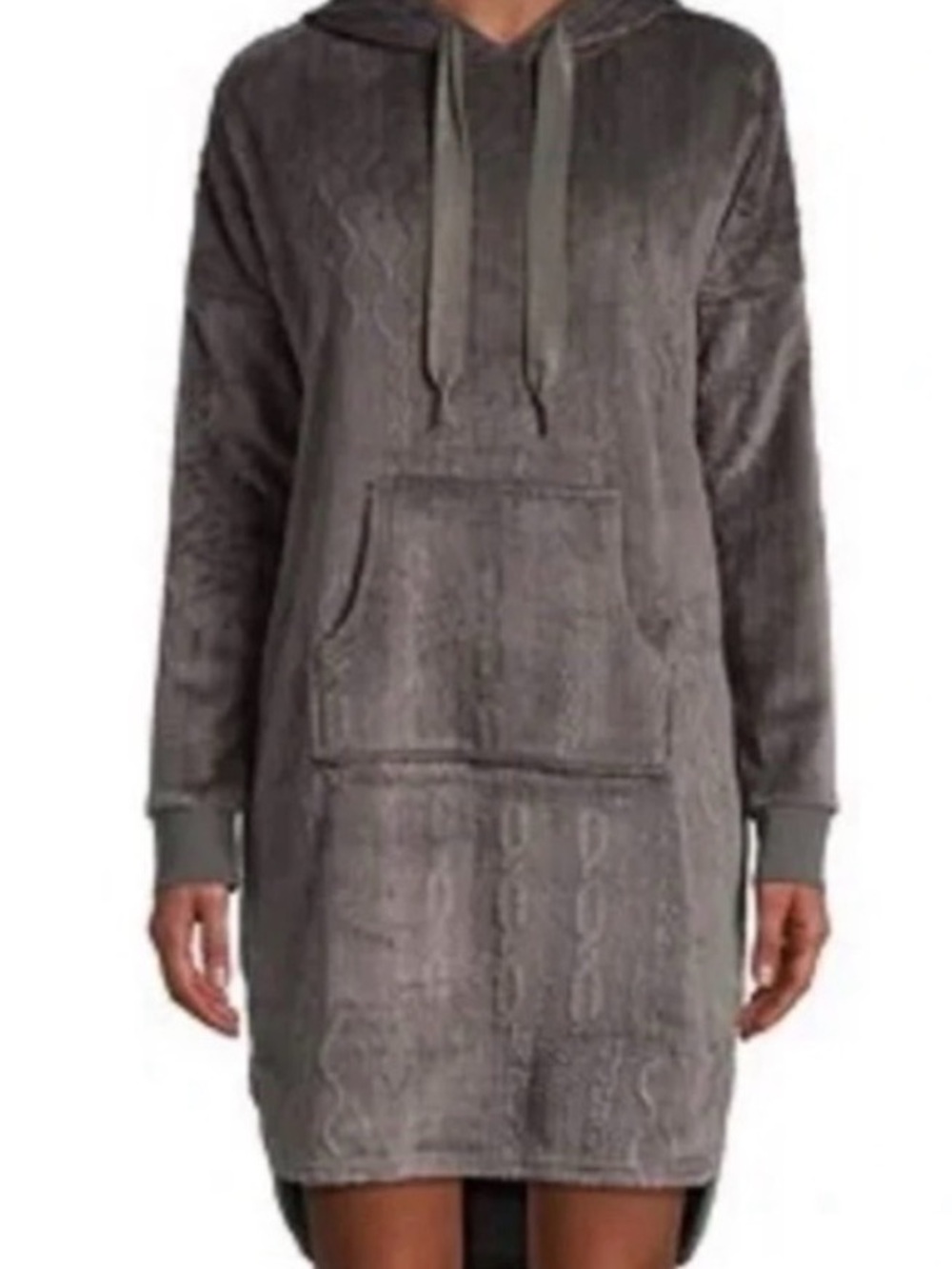 Denver Hayes Cozy Hooded Sweatshirt Dress - light beige